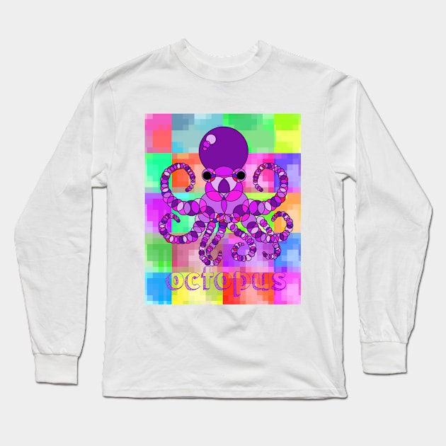 OCTOPUS UNDER THE PIXEL SEA Long Sleeve T-Shirt by SikiuFactory